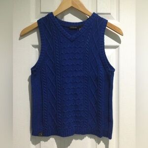 Calvin Klein Blue Cotton Knit Sweater Vest